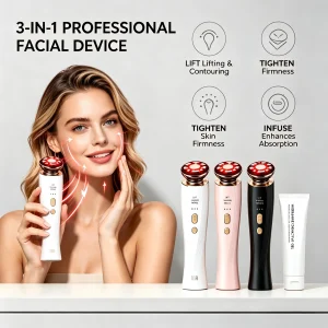 3 in 1 Red Light Handle Facial Device Portable V Shaped Face Lifting Slimming Massager