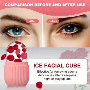 Reusable Pink Silicone Cooling Ice Roller Facial Eye Massager